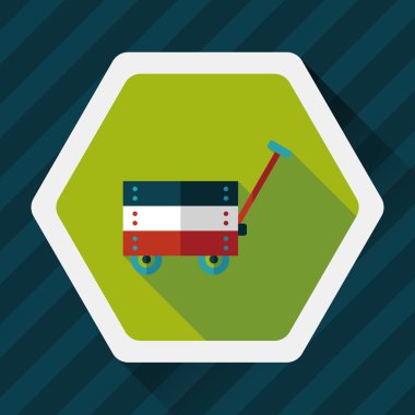 oyuncak sepeti düz simgesi ile uzun gölge, eps10