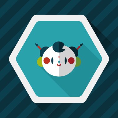 Çin yeni yılı çocuk düz simgesi ile uzun gölge, eps10