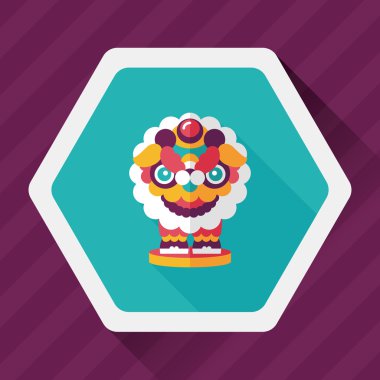 Çin yeni yılı düz simgesi ile uzun gölge, eps10, dragon ve