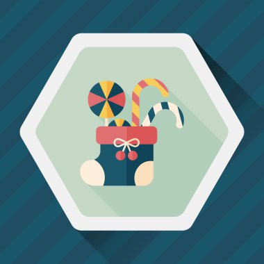 calcetín de Navidad icono plana con sombra, eps10