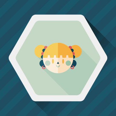 Çin yeni yılı kız uzun gölge, eps10 düz simgesiyle