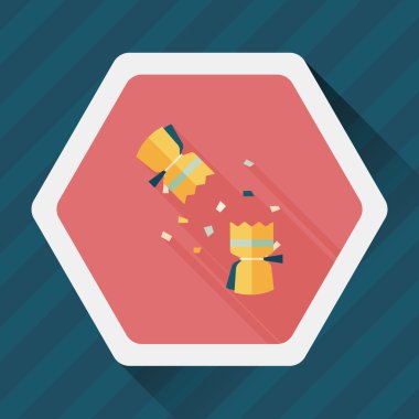 Noel fişeği düz simgesi ile uzun gölge, eps10