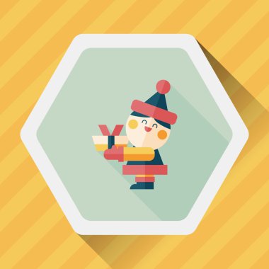 Noel Baba uzun gölge, eps10 düz simgesi