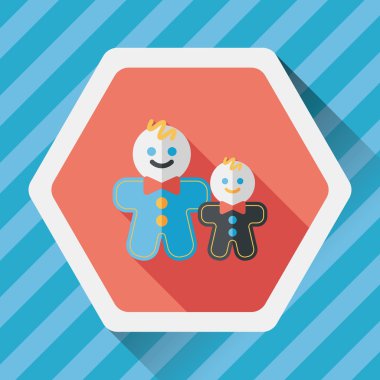 Zencefilli kurabiye adam düz simgesi ile uzun gölge, eps10