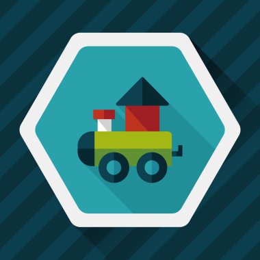 Tren oyuncak uzun gölge, eps 10 düz simgesiyle