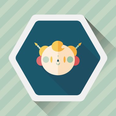 Çin yeni yılı çocuk düz simgesi ile uzun gölge, eps10