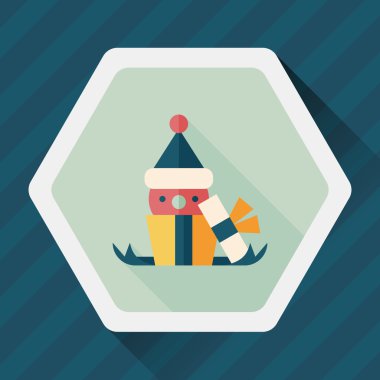 Noel hediye düz simgesi ile uzun gölge, eps10