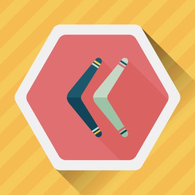 Bumerang uzun gölge düz simgesi