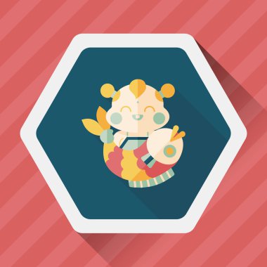 Çin yeni yılı uzun gölge, eps10 Çin maskot düz simgesiyle