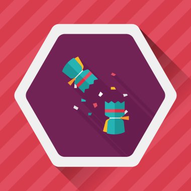 Noel fişeği düz simgesi ile uzun gölge, eps10