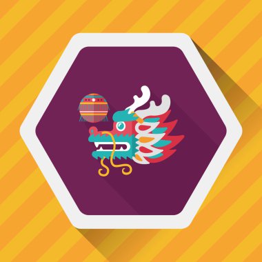 Çin yeni yılı düz simgesi ile uzun gölge, eps10, dragon ve