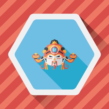 Çin yeni yılı düz simgesi ile uzun gölge, eps10, zenginlik tanrısı