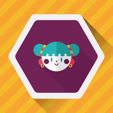 Çin yeni yılı kız uzun gölge, eps10 düz simgesiyle