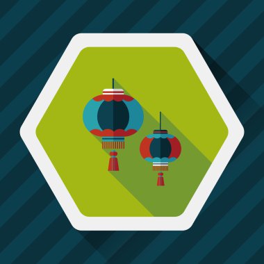 Çin yeni yılı uzun gölge, eps10, Çinli bir dekor ile düz simgesi