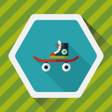 kaykay uzun gölge düz simgesi