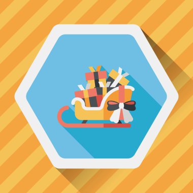 Uzun Gölge, eps10 ile Noel kızak hediye sepeti düz simgesi