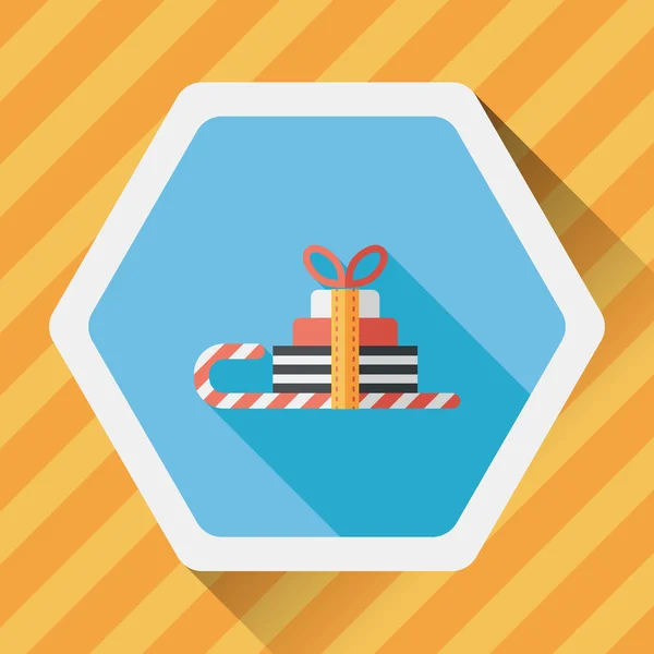Christmas sleigh gift basket flat icon with long shadow,eps10 — Stock Vector