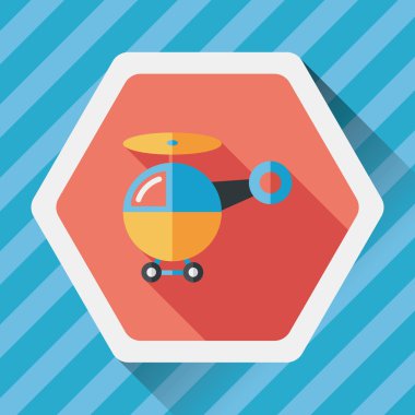 Helikopter düz simgesi ile uzun gölge, eps10