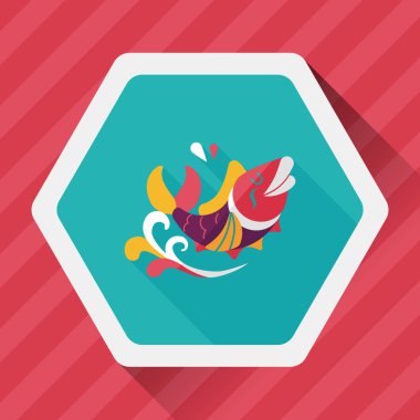 Çin yeni yılı uzun gölge, eps10, Çinli bir dekor ile düz simgesi