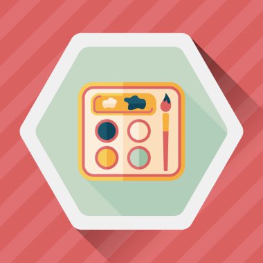 Resim paleti uzun gölge, eps 10 ile boya fırçası düz simgesi ile