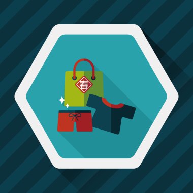 Çin yeni yılı satış düz simgesi ile uzun gölge, eps10