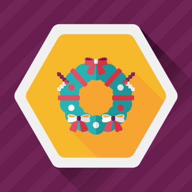 Uzun Gölge, eps10 ile Noel holly çelenk düz simgesi