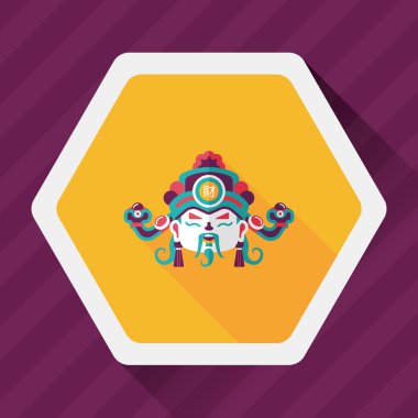 Çin yeni yılı düz simgesi ile uzun gölge, eps10, zenginlik tanrısı