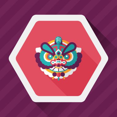 Çin yeni yılı düz simgesi ile uzun gölge, eps10, dragon ve