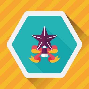 Noel yıldız düz simgesi ile uzun gölge, eps10