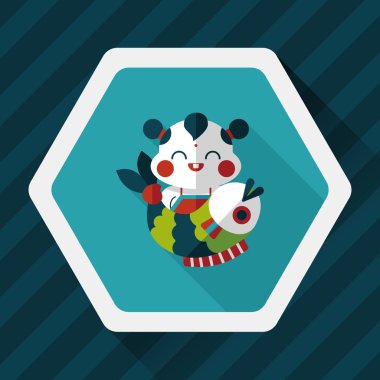 Çin yeni yılı uzun gölge, eps10 Çin maskot düz simgesiyle