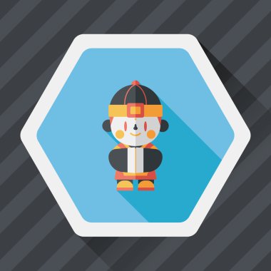 Çin yeni yılı çocuk düz simgesi ile uzun gölge, eps10