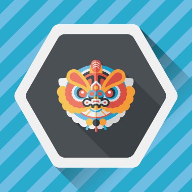 Çin yeni yılı düz simgesi ile uzun gölge, eps10, dragon ve