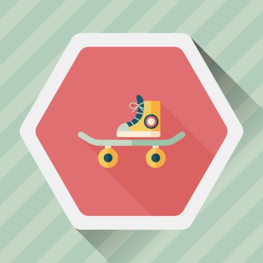 kaykay uzun gölge düz simgesi