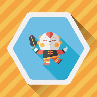 Çin yeni yılı uzun gölge, eps10, Maitreya bez bebek ile düz simgesi