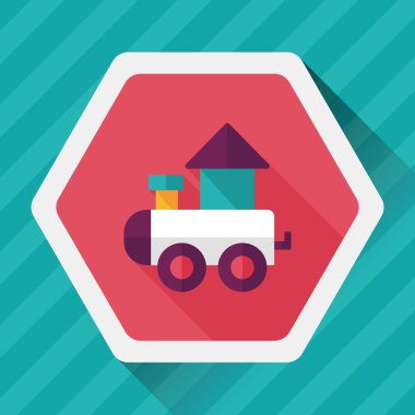 Tren oyuncak uzun gölge, eps 10 düz simgesiyle