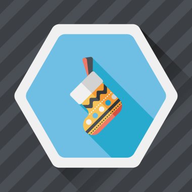 calcetín de Navidad icono plana con sombra, eps10