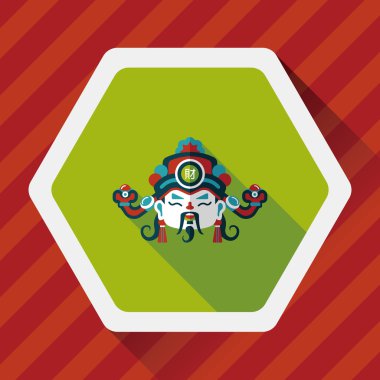 Çin yeni yılı düz simgesi ile uzun gölge, eps10, zenginlik tanrısı