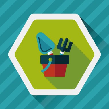 kürek ve kova oyuncakları düz simgesi ile uzun gölge, eps10