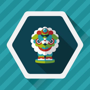 Çin yeni yılı düz simgesi ile uzun gölge, eps10, dragon ve