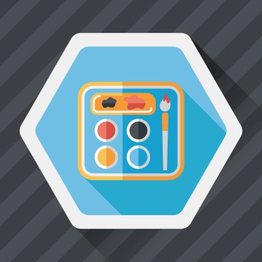 Resim paleti uzun gölge, eps 10 ile boya fırçası düz simgesi ile