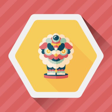 Çin yeni yılı düz simgesi ile uzun gölge, eps10, dragon ve