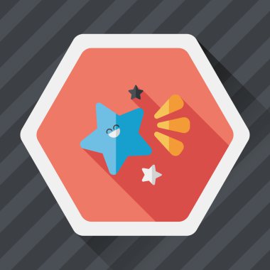 Uzay yıldız düz simgesi ile uzun gölge, eps10