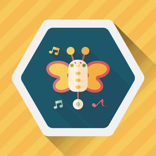 Schmetterling Musik Spielzeug flache Ikone mit langem Schatten, Eps10 — Stockvektor