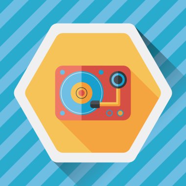 DJ müzik düz simgesi ile uzun gölge, eps10