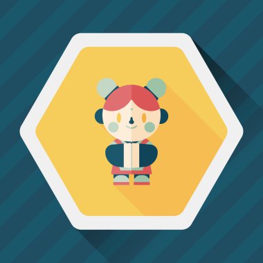 Çin yeni yılı kız uzun gölge, eps10 düz simgesiyle