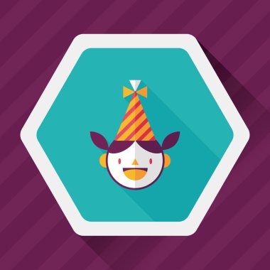 doğum günü partisi kız düz simgesiyle uzun gölge, eps10