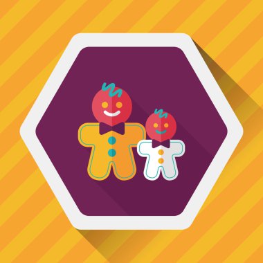 Zencefilli kurabiye adam düz simgesi ile uzun gölge, eps10