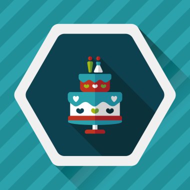 Düğün pastası uzun gölge, eps10 düz simgesiyle