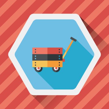 oyuncak sepeti düz simgesi ile uzun gölge, eps10