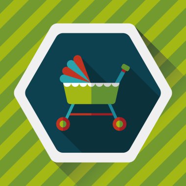 Bebek beşik yatak düz simgesiyle uzun gölge, eps10